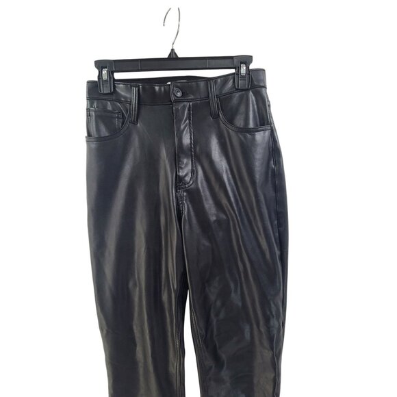 Abercombie & Fitch Pant Vegan Leather Ultra High-Rise Straight Leg Black Size 4 - Picture 4 of 9
